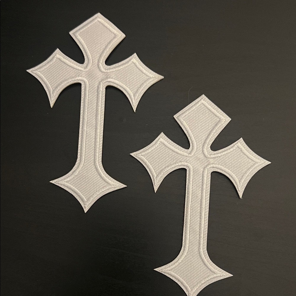 Elegant White Cross Home Accent iron on sew on